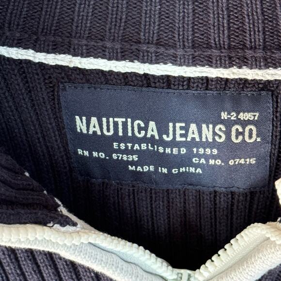 Men’s Nautica Jean Co 1/4 zip sweater Blue / White XXL - Picture 3 of 5